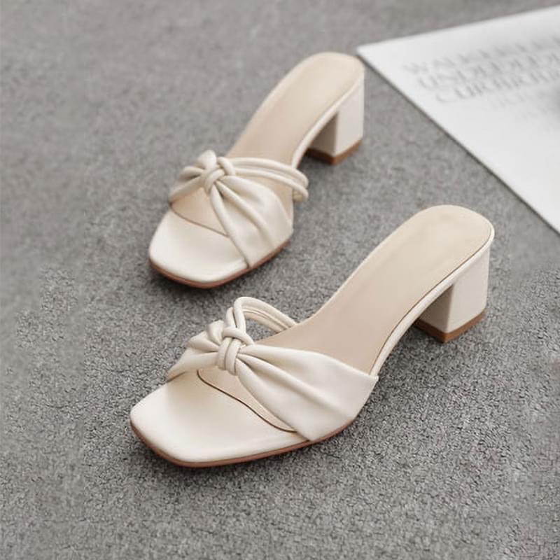 Dép cao gót quai nhúng nhiều màu gót vuông phong cách thời trang sang trọng bigsize - TTH_SHOES