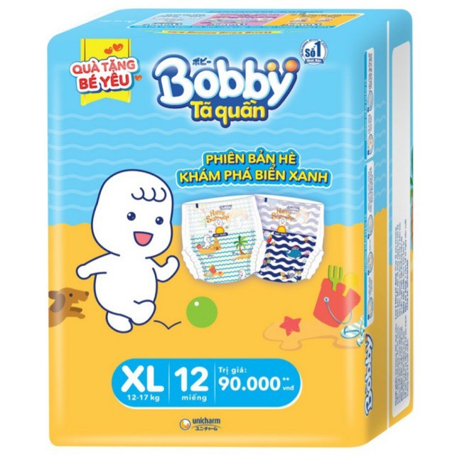 Tã Quần Bobby M12/ L12/ XL12/ XXL12 mẫu mới