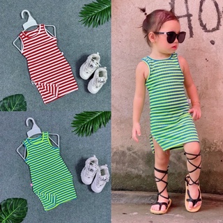 Đầm body sọc cho bé gái chất liệu mềm mại bé 7-26kg có 2 màu