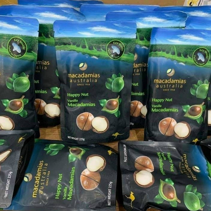 Hạt Macca Úc Cao cấp Happy Nut Vanilla - Bịch 225gr - Date 2025