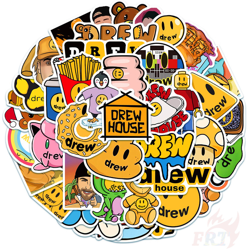 Bộ 50 miếng dán hình thương hiệu thời trang Drew House - Justin Bieber chống nước tự thiết kế
