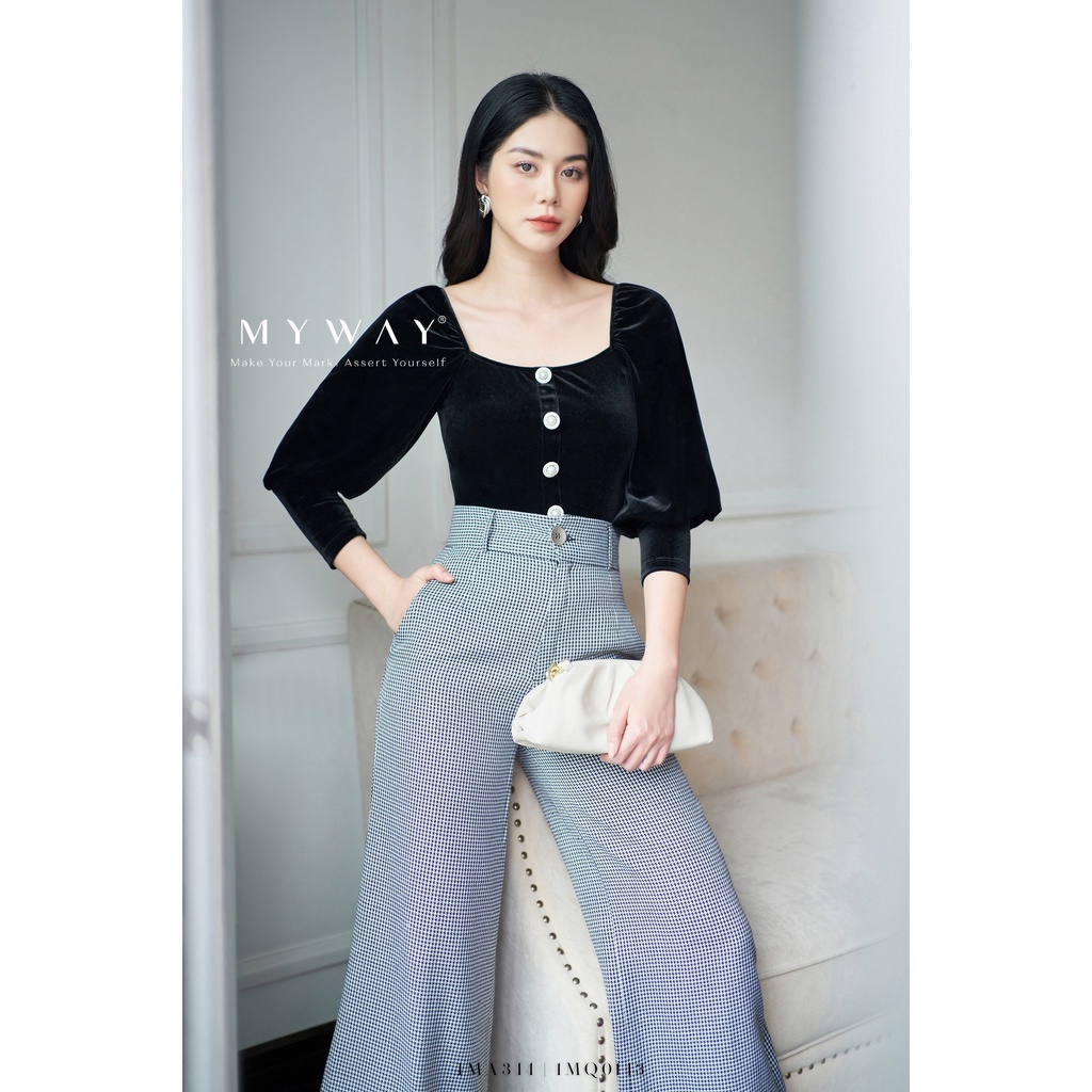 Quần Tây Nữ MY WAY Dáng Ống Rộng Kẻ Caro Sang Trọng 1MQ0143