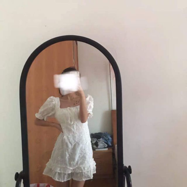 (Sẵn S) Váy trắng tay bồng ôm ngực basic style Hàn Quốc / Đầm trắng cổ vuông ulzzang (có feedback) | BigBuy360 - bigbuy360.vn