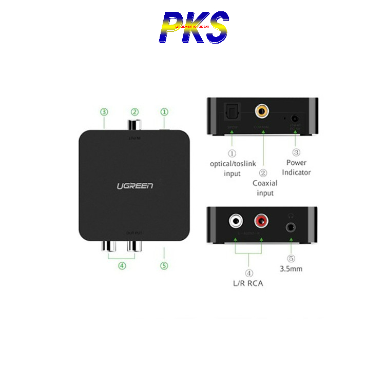 Bộ chuyển đổi quang + Coaxial to RCA chính hãng Ugreen 30523 cao cấp