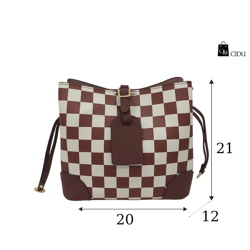 Túi Xách Tay Kết Hợp Đeo Chéo Họa Tiết Ô Bàn Cờ Cidu Cd50