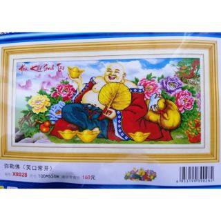Tranh thêu chữ thập Phật di lặc X8028