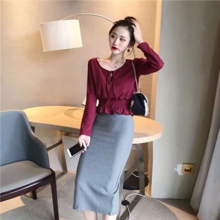 Áo Len Bẹt Vai Rút Dây Eo
