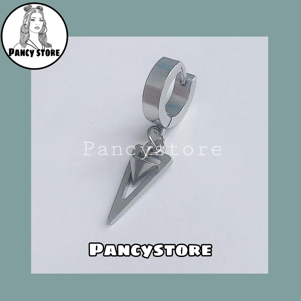 bông tai nam nữ tam giác mũi nhọn khuyên tai titan Unisex