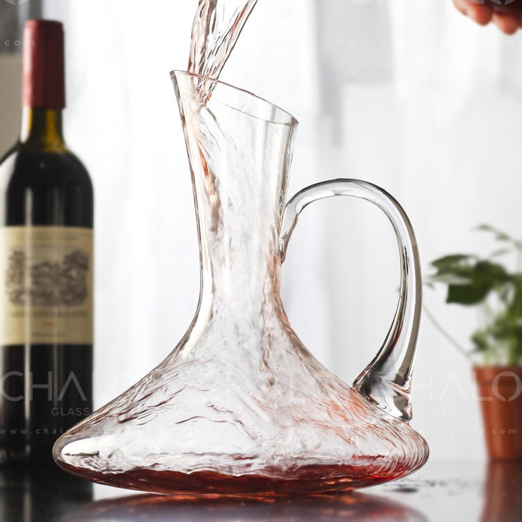 [Made in Turkey] Bình thở rượu vang pha lê có quai Pasbahce Nude Vini Decanter 1000ml  - 19720