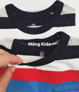 Áo Thun Bé Trai Kẻ Xanh Đỏ Gap
