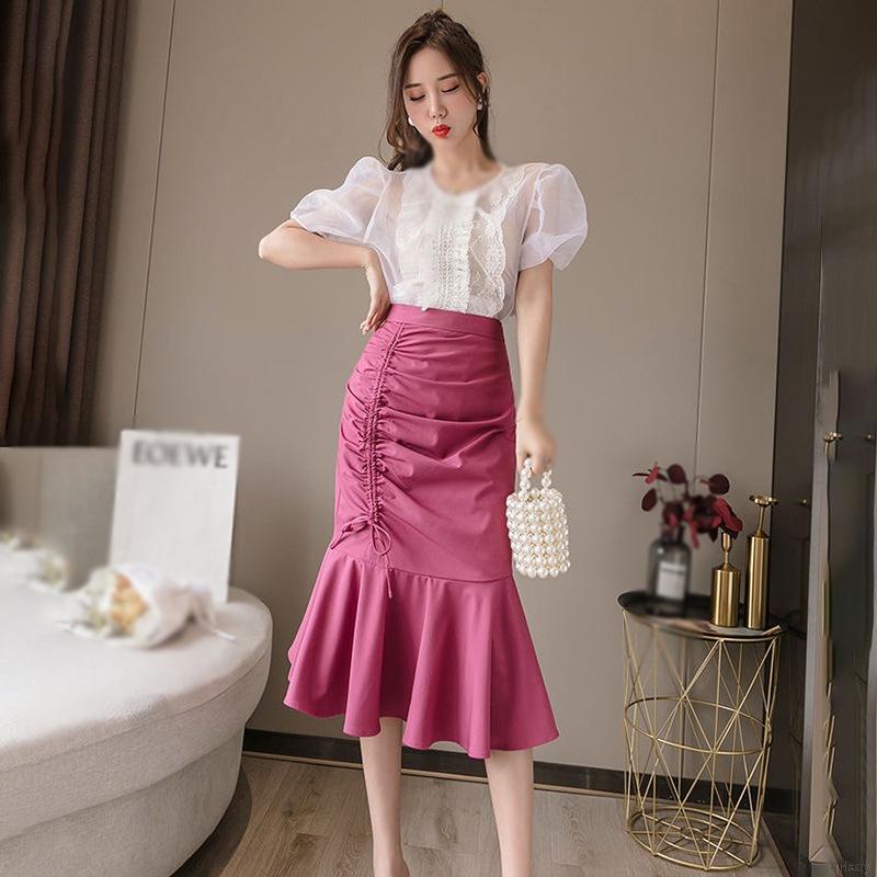 Chân váy đuôi cá cạp cao đơn giản cổ điển Hàn Quốc cho nữ