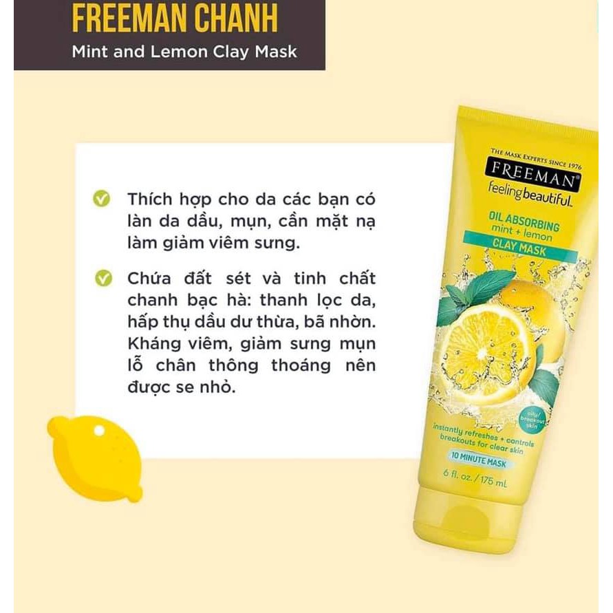 Mặt nạ Freeman Mint&Lemon Clay Mask