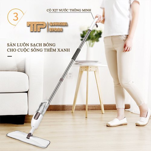 Cây lau nhà xịt nước thông minh Aurora lau dọn dễ dàng đầu xoay 360 độ