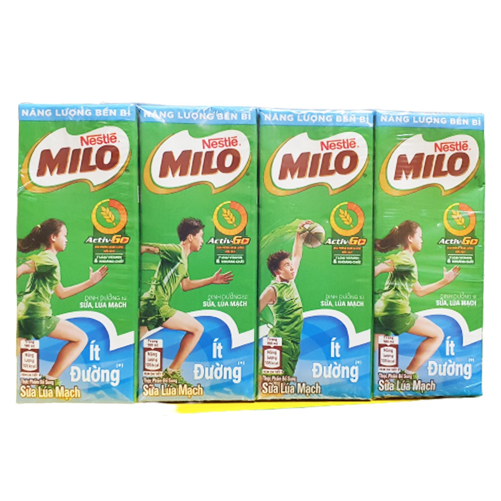 Thùng 48 hộp thức uống lúa mạch ít đường Milo Active Go 180ml
