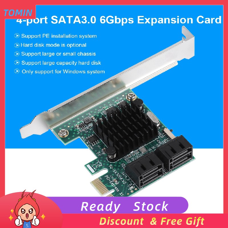 [Ready Stock]Card mở rộng 4 cổng PCIE sang SATA 3.0