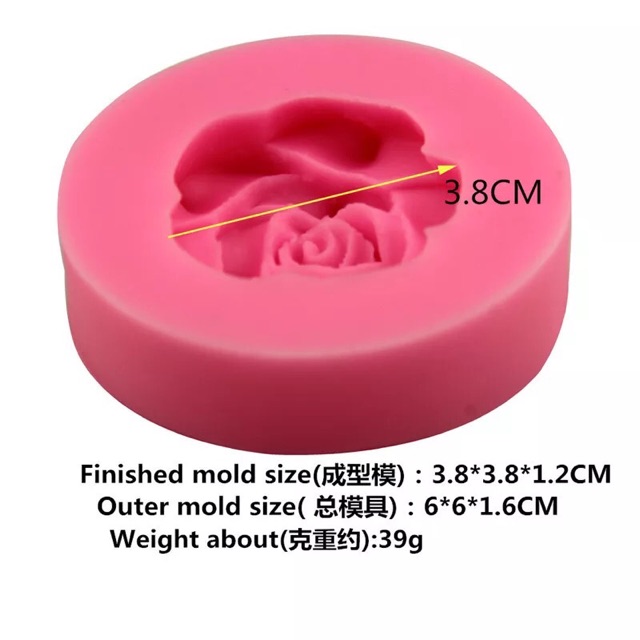 Khuôn rau câu 4D silicone Hoa hồng nhỏ (Kích thước đọc mô tả)