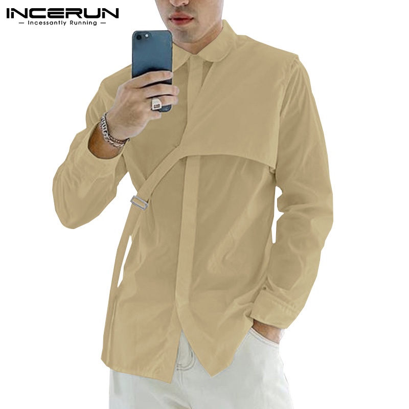 Áo sơ mi INCERUN tay dài thời trang dành cho nam