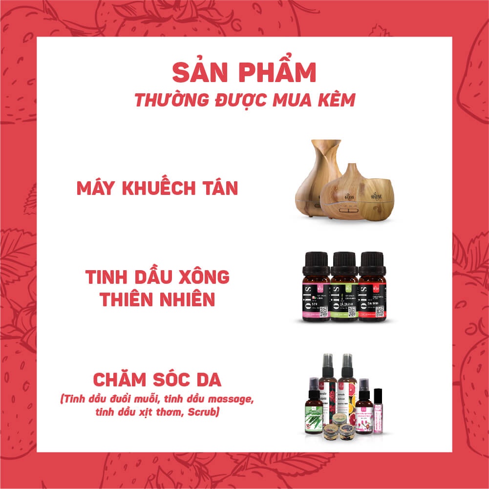 Tinh dầu xông Dâu HaEva Cao Cấp, 100% Thiên Nhiên, giúp khử mùi, kháng khuẩn, thơm phòng,Chai 10ml/30m/100ml