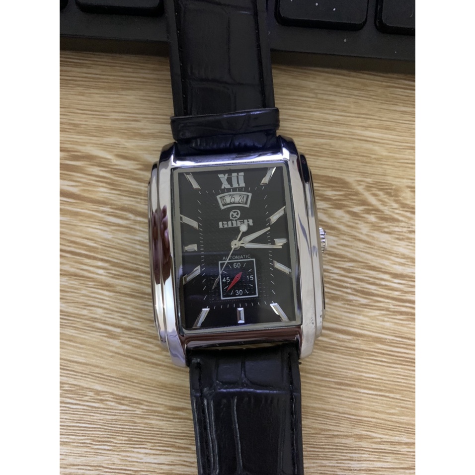 Đồng Hồ Cơ Nam T-GOER Dây Da Cao Cấp - Đồng Hồ Tự Động Thời Trang Nam Tặng Vòng Tay Phong Thủy