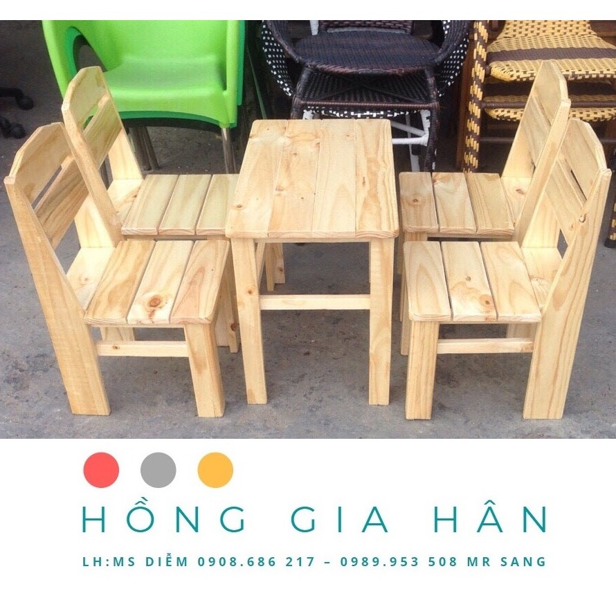 Bàn ghế gỗ_trà chanh, trà sữa, cafe vỉa hè Hồng Gia Hân BGG33