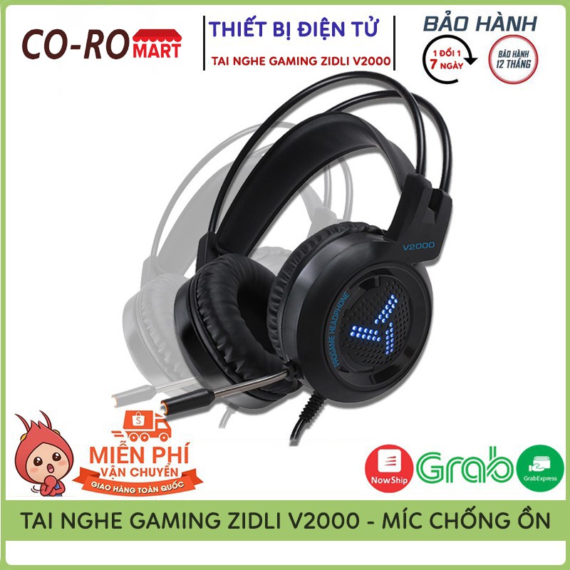 Tai Nghe Gaming Chụp Tai Zidli V2000, Chuyên Dụng Gamer, Chống Ồn. Micro Đàm Thoại Cực Thích, Bảo Hành 12 Tháng