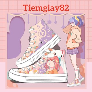 (Có sẵn sz38) Giày sneaker cổ cao in hình cô gái dễ thương - G03 (Kèm ảnh thật)