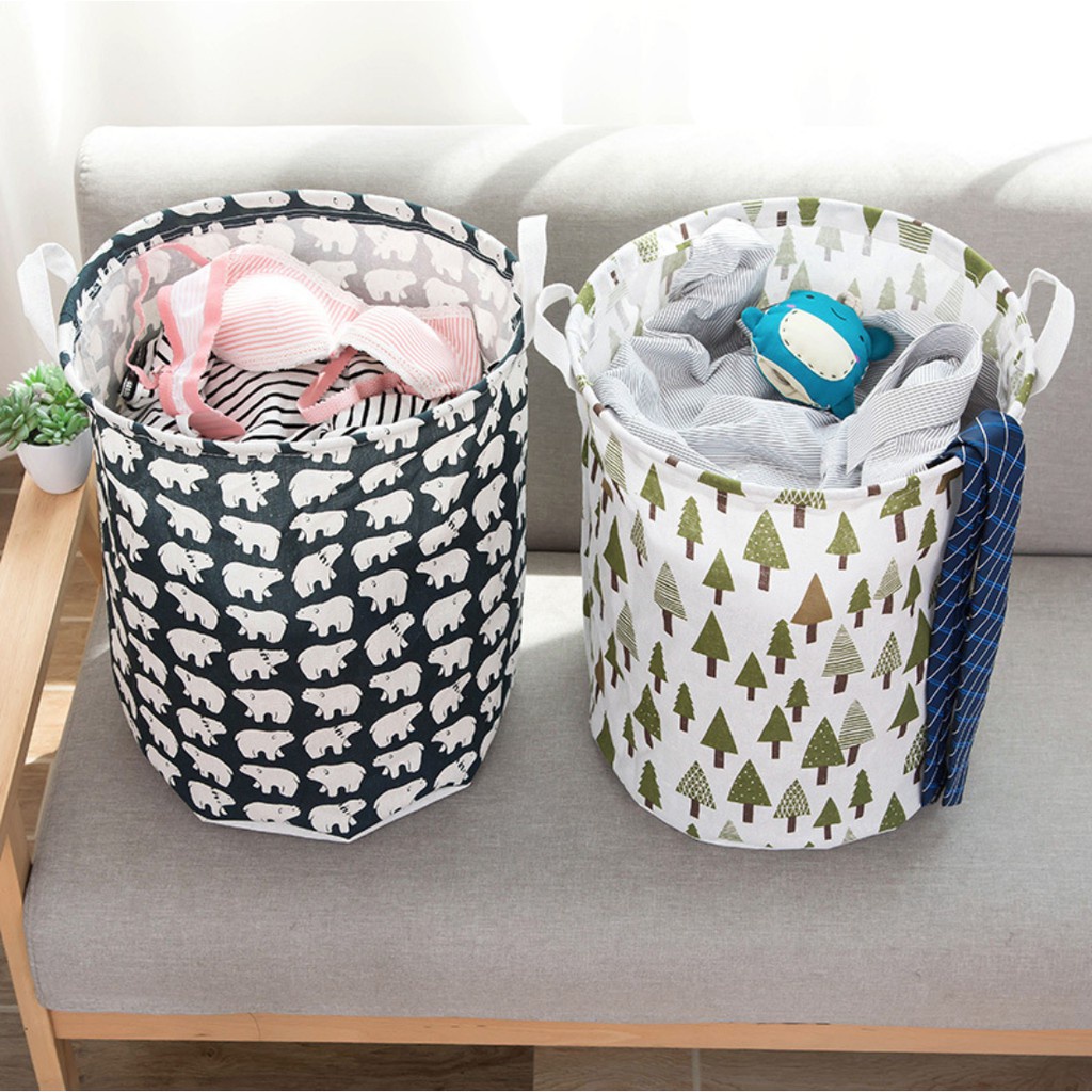 Giỏ đựng quần áo bẩn bằng vải cỡ lớn có thể gấp gọn phong cách Nhật Bản, sọt vải đựng đồ đa năng 88088 SHIPNHANH88