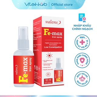 Sắt xịt Valens Fe-Max Iron Spray phòng ngừa thiếu máu do thiếu sắt 50ml