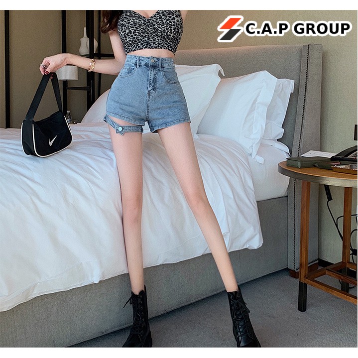 Quần short Jeans nữ cạp cao VÒNG CHÂN CÀI quần đùi sooc bò lưng cao sexy phong cách Hàn Quốc cực chất - MS155