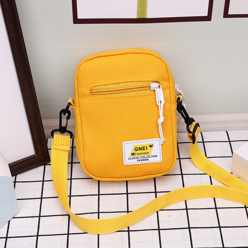 Túi Đeo Chéo Bằng Vải Canvas Dáng Vuông Nhỏ Phong Cách Hàn Quốc Mới