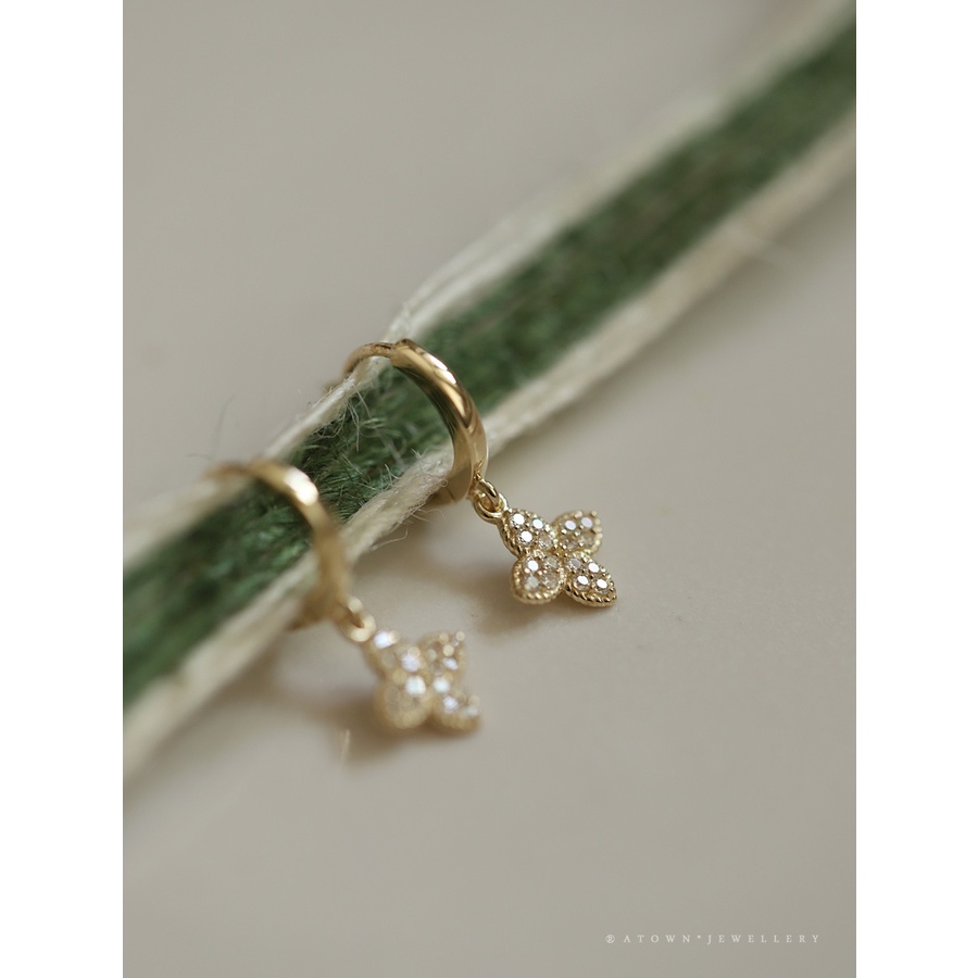 Bông Tai Mạ Bạc 925 Đính Đá Kim Cương Nhân Tạo Phong Cách Hàn Quốc Thời Trang Mùa Hè