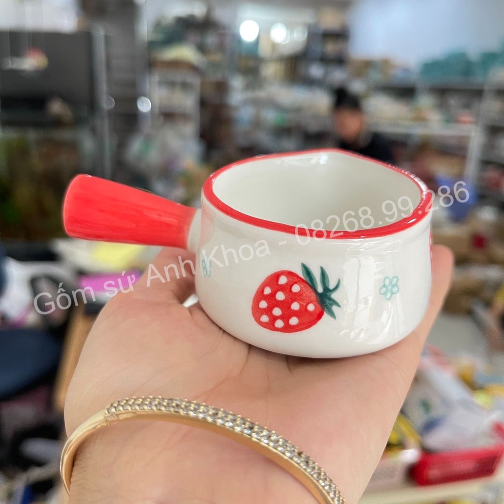 Bộ Chén Dĩa Sứ Bát Ăn Cơm Đĩa Sứ Dễ Thương Cute sét dâu 24 món màu đỏ Decor cao cấp.