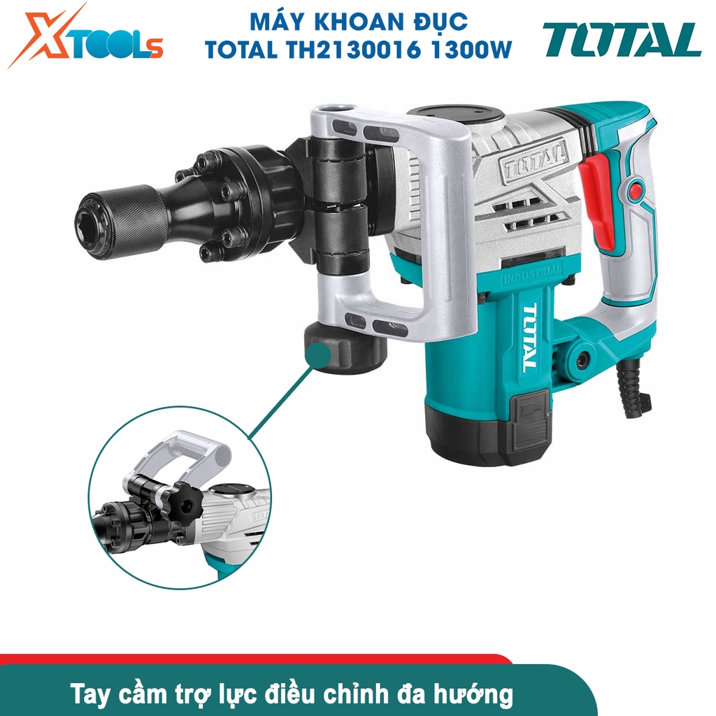 Máy đục bê tông TOTAL TH2130016 | máy khoan đục công suất 1300W, tốc độ đập 3800 bpm, lực đập 20J - CHÍNH HÃNG- XTOOLS