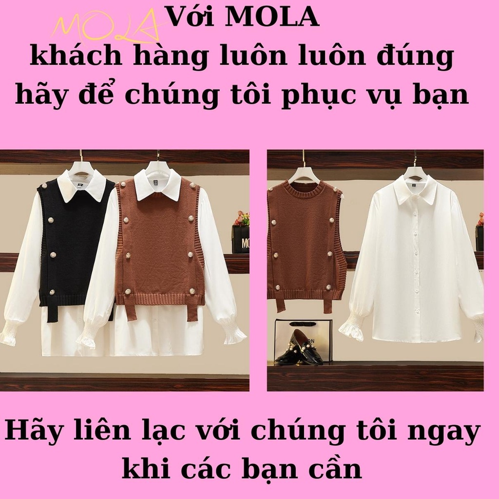 Áo Sơ Mi Nữ Form Rộng Kiểu Công Sở Dài Tay Phồng Bo Chun Dáng Dài Hàn Quốc Vải Lụa Màu Trắng Cổ Đức Vintage MOLA | BigBuy360 - bigbuy360.vn