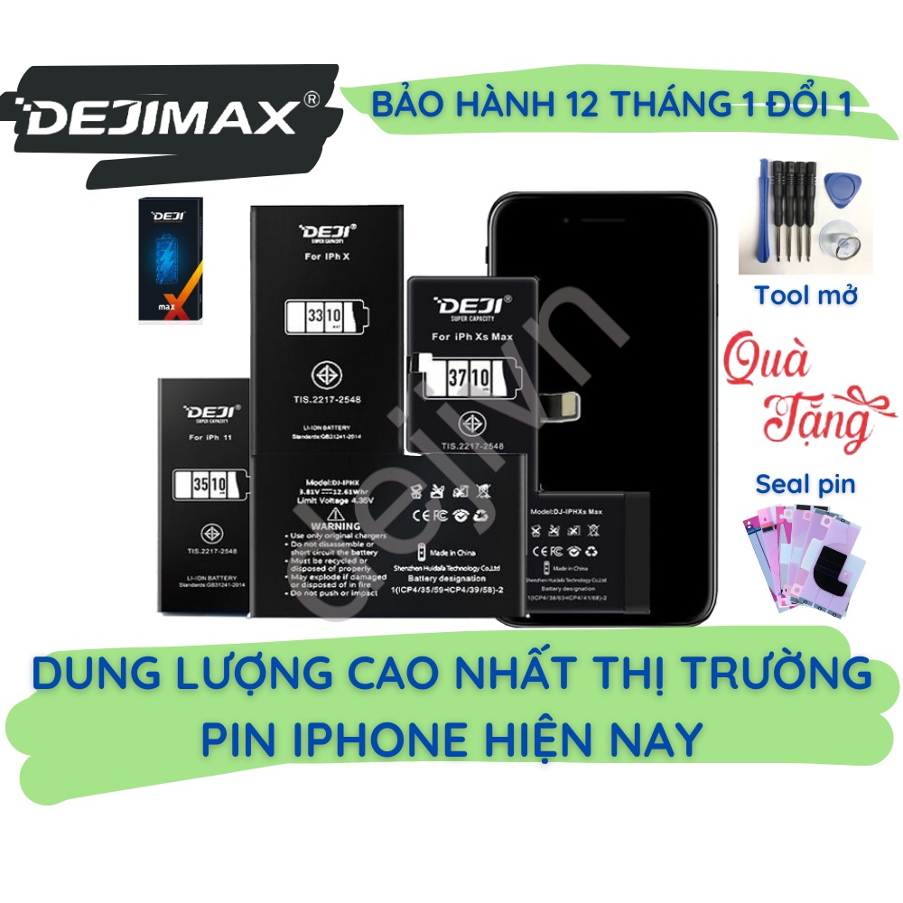 Siêu pin iphone dung lượng cao DEJIMAX cho iphone 11 X XR XS XSMax 8 8Plus SE2 7 7Plus 6 6Plus 6S 6SPlus 5 5S 5C 5SE