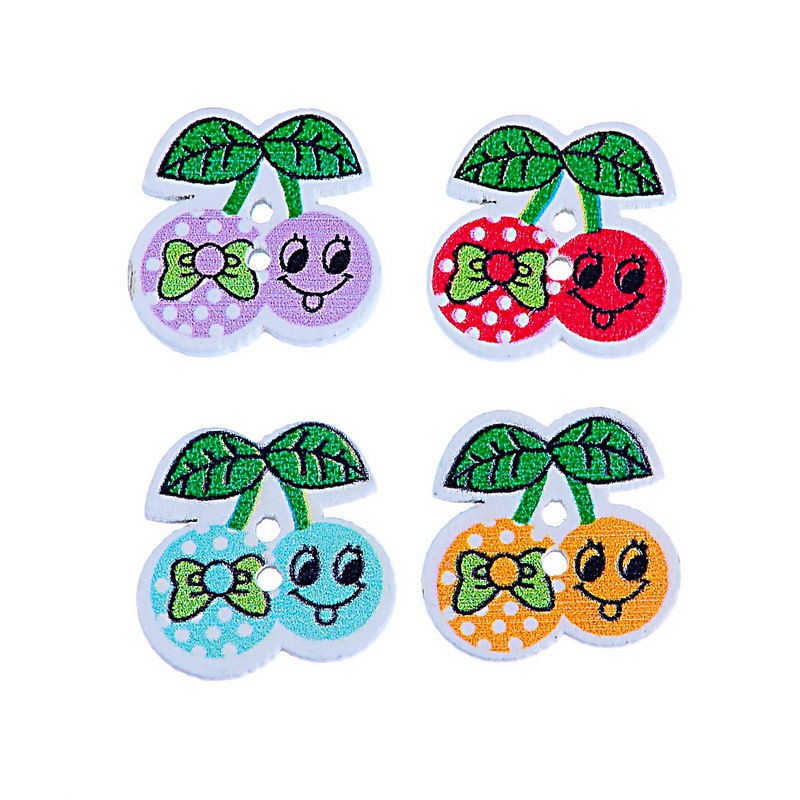 Set 50 khuy gỗ họa tiết xinh xắn