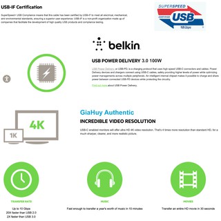 CÁP USB 3.1 GEN 2 TYPE-C TO USB-C BELKIN F2CU052BT1M