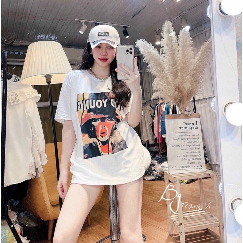 Áo thun unisex from rộng tay lỡ in chữ + Áo phông cổ tròn Nam Nữ
