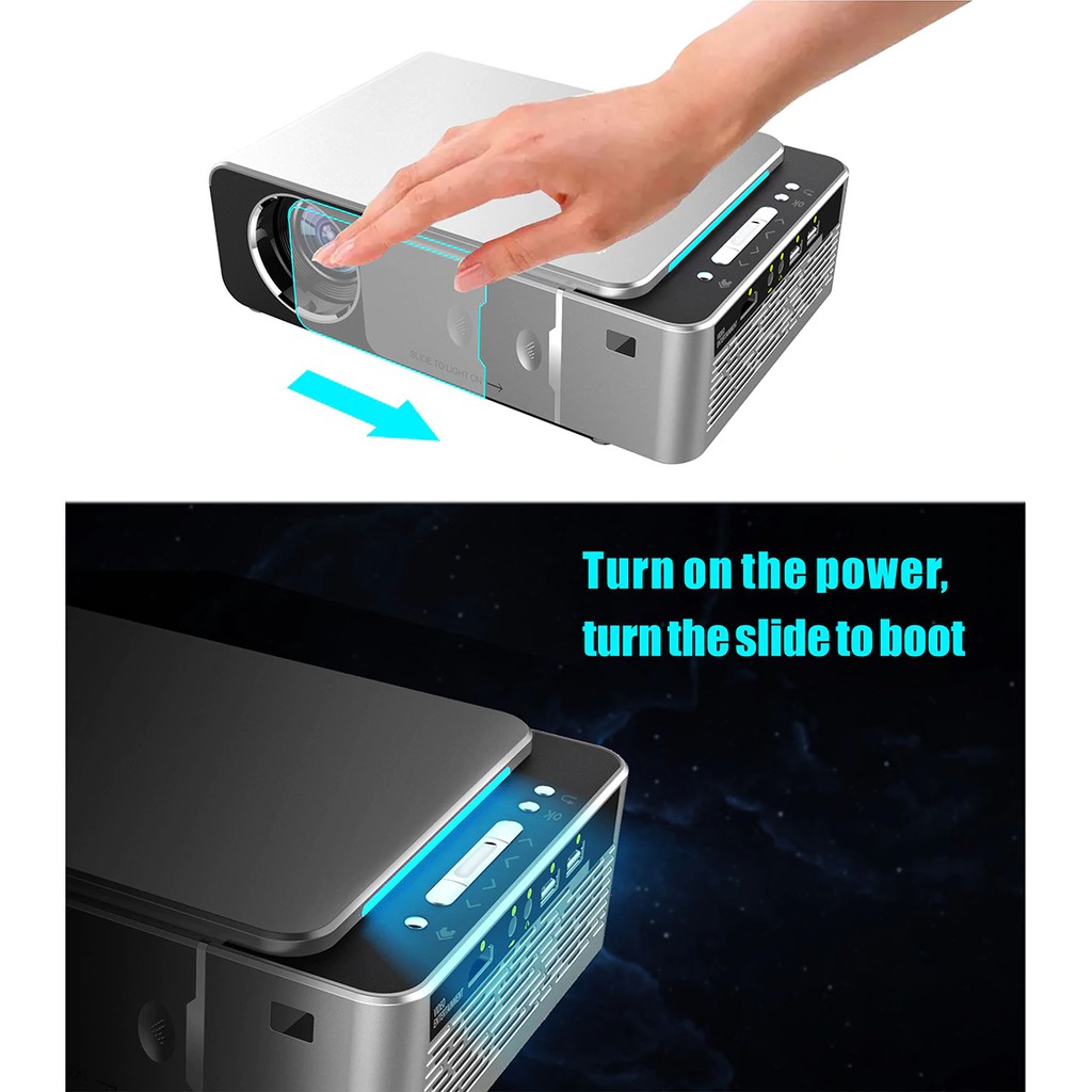 Máy chiếu Mini T6 Kết nối điện thoại - Laptop - Qua wifi FullHD 1080p