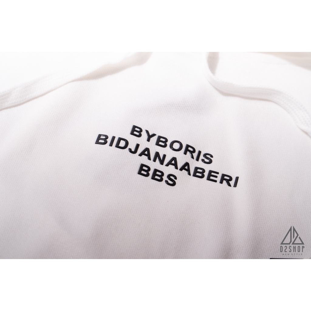 Áo hoodie nam D2shop màu trắng, in chữ