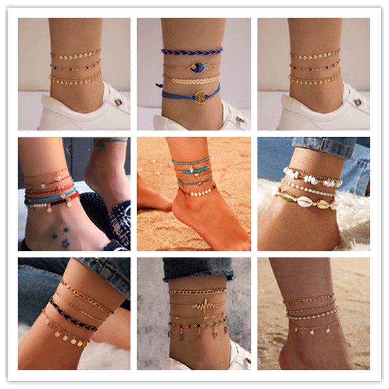 Vòng Đeo Cổ Chân Nhiều Lớp Phong Cách Âu Mỹ Thời Trang Cho Nữ