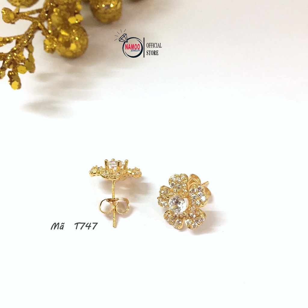 Khuyên Tai Hoa Nữ Nút Nụ T747 Đính Đá