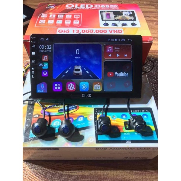 Màn hình android OLED C8S liền cam 360 New theo xe Dmax 2013- 2021 kèm dưỡng và jack zin