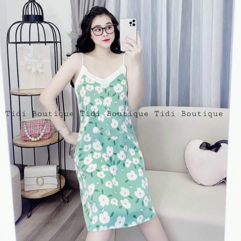 Váy ngủ nữ hai dây lụa Satin họa tiết đáng yêu chất vải mát lịm dáng xuông liền thân🍀[HÀNG ĐẸP CHUẨN][ẢNH THẬT +VIDEO] | BigBuy360 - bigbuy360.vn