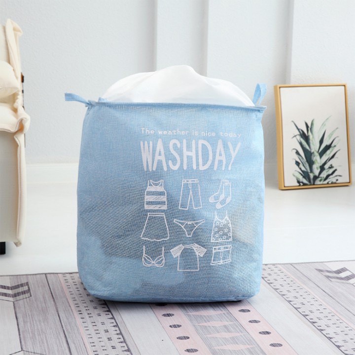 Giỏ đựng quần áo vải bố cỡ lớn, túi đựng chăn màn đa năng washday có thể gấp gọn vintage xinh xắn 88307