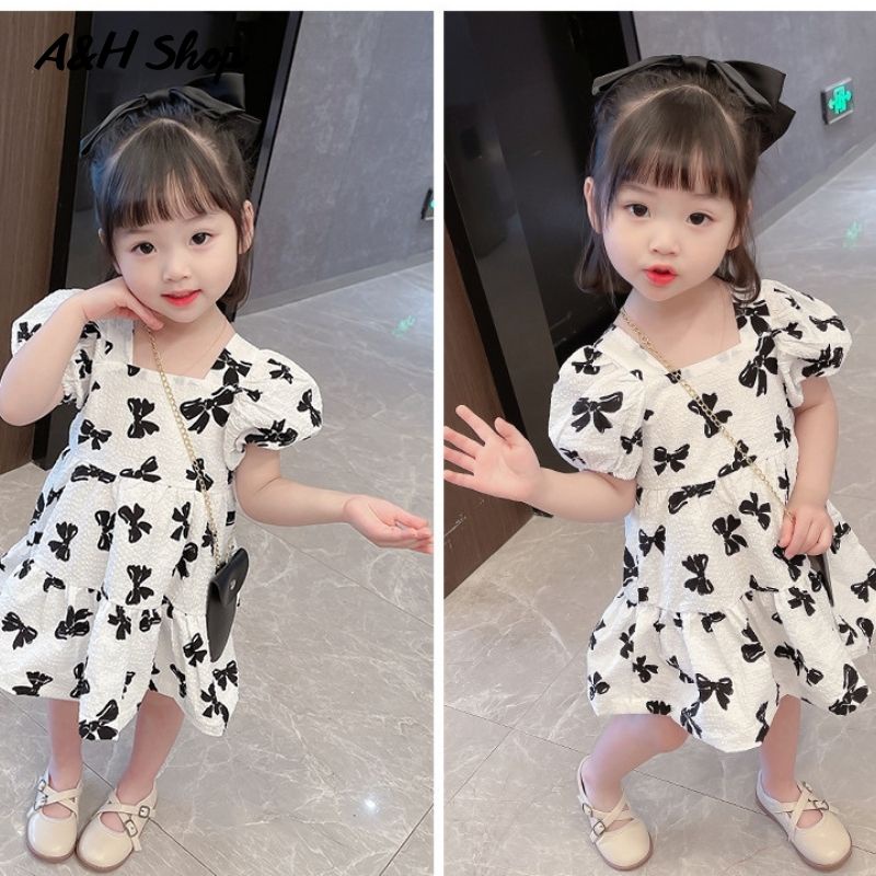 Váy cho bé gái dáng babydoll, chất đũi xốp mềm êm thoải mãi size cho bé 2-6 tuổi