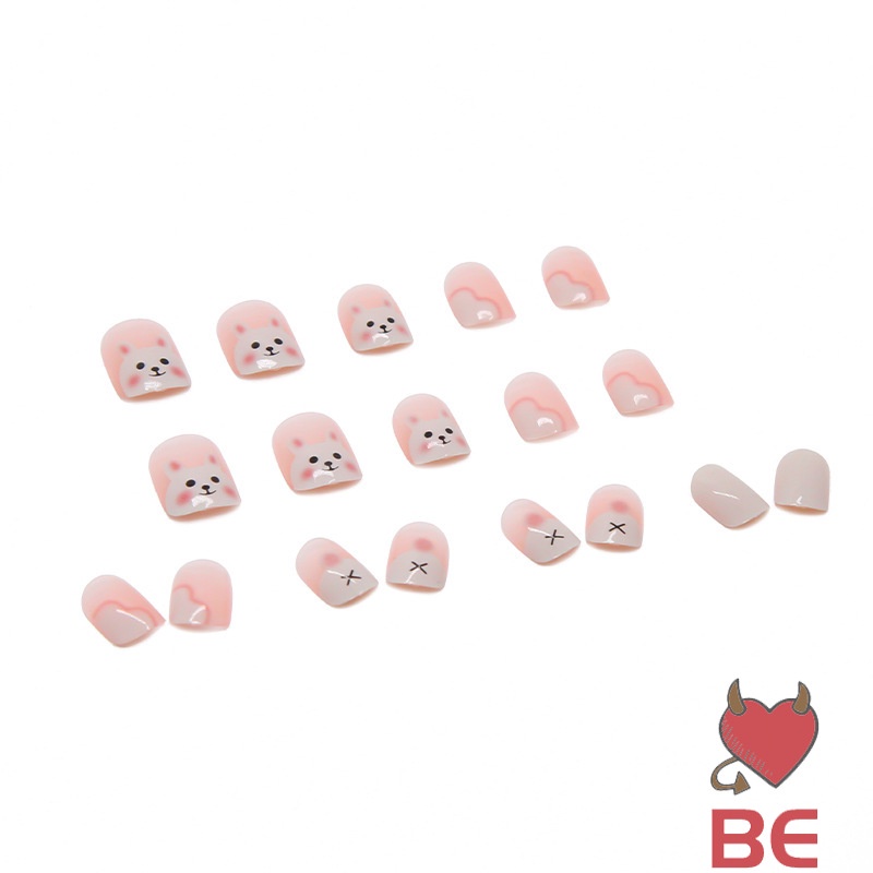 YADORNOS Set 24 móng tay giả họa tiết thỏ hoạt hình đáng yêu