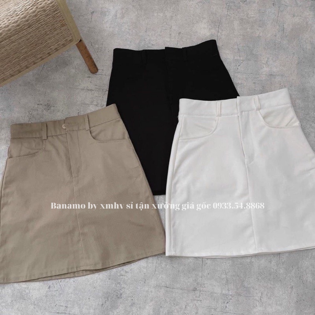 Chân váy kaki nữ bassic form A lưng cao có quần trong siêu đẹp thời trang Banamo Fashion váy kaki nữ 581