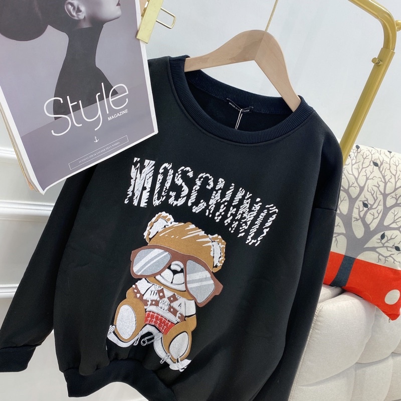 áo nỉ hoddie hình gấu moschino