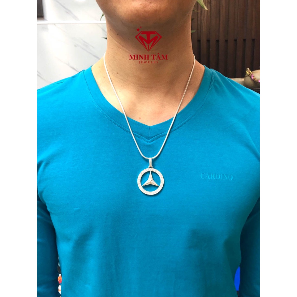 Mặt dây chuyền bạc nam Mec bạc ta,Bộ dây chuyền mặt Mecedes chất liệu bạc ta cho nam-Minh Tâm Jewelry